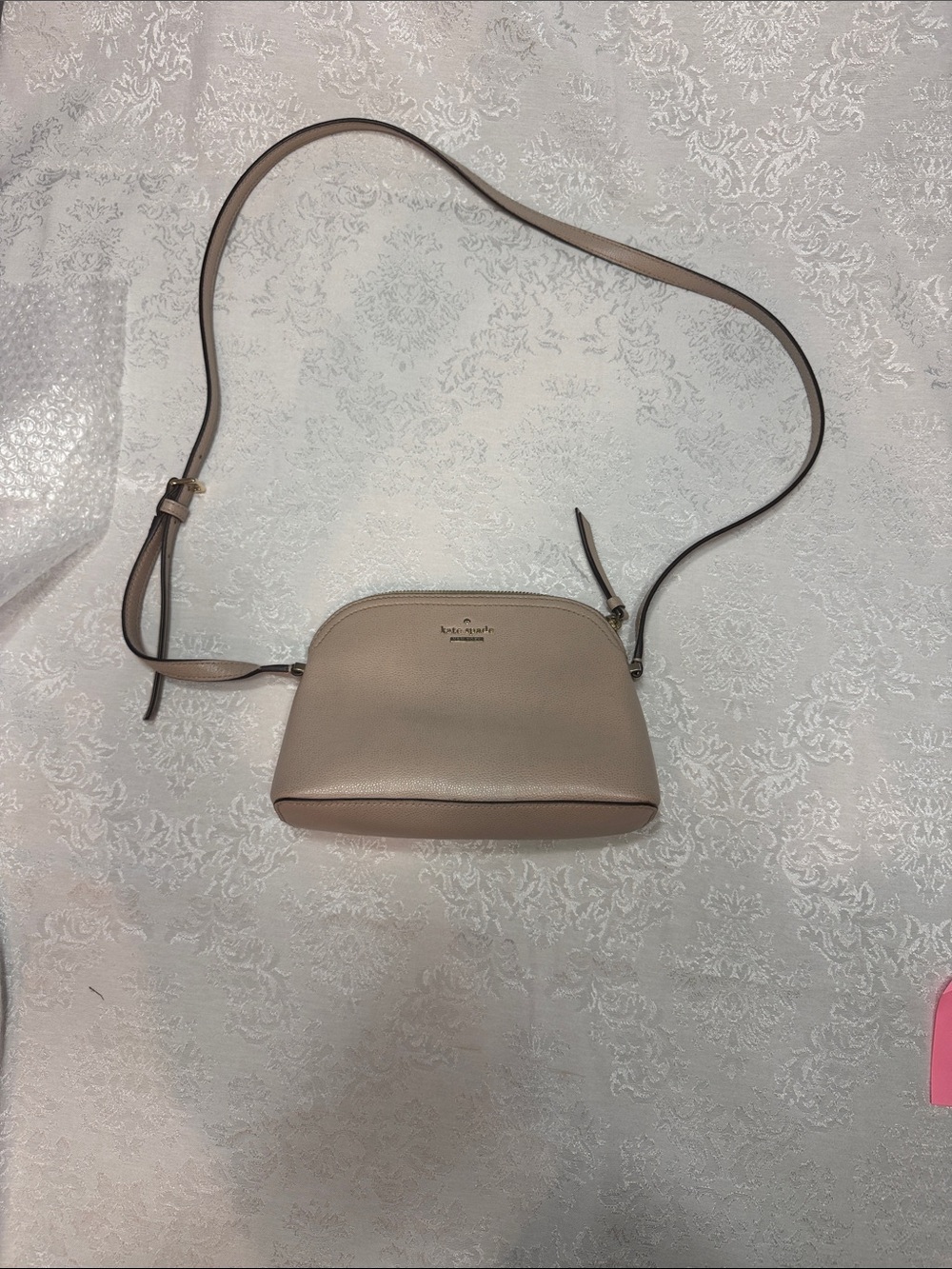 kate spade taupe Leather Dome Crossbody Bag